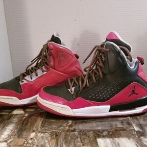 Air Jordan High-Top Sneakers in Black and Pink